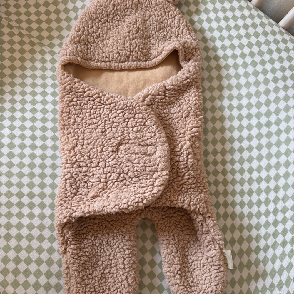 Cozy Sherpa Baby Bunting in Soft Blush